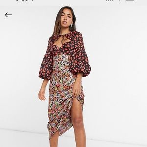 Asos design sweetheart satin midi dress.